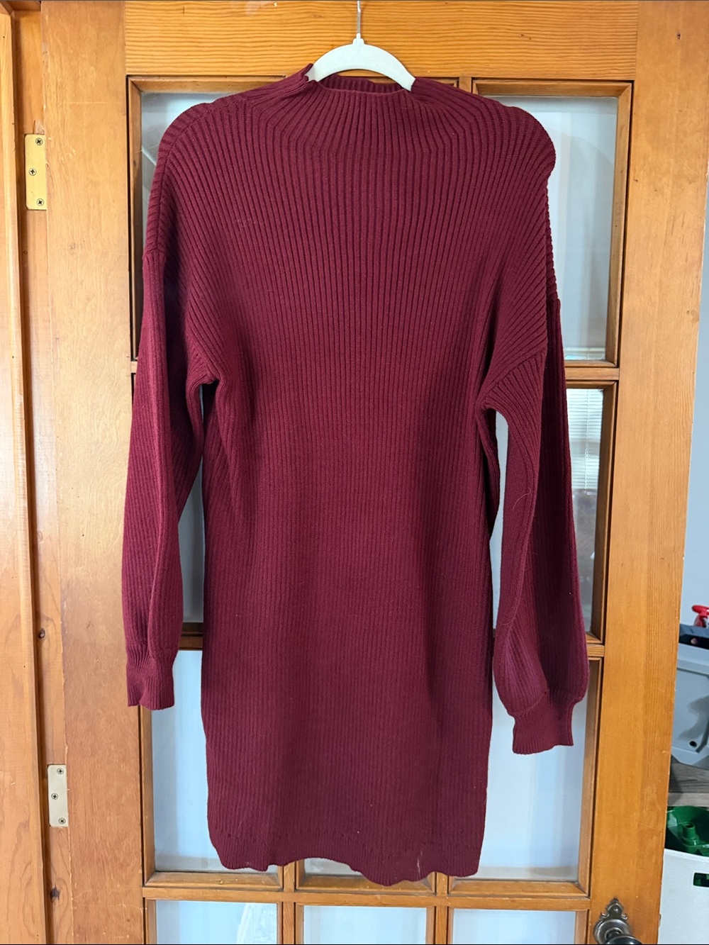 Amazon Burgundy Ribbed Knit Sweater Dress